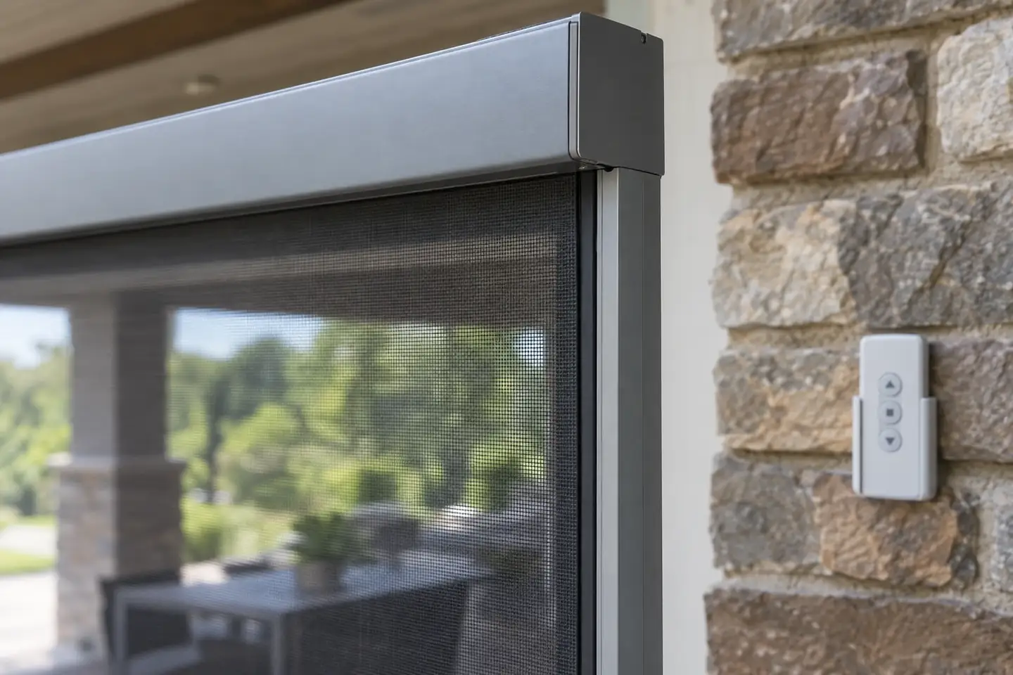 Slim aluminum housing and side track of a motorized retractable screen